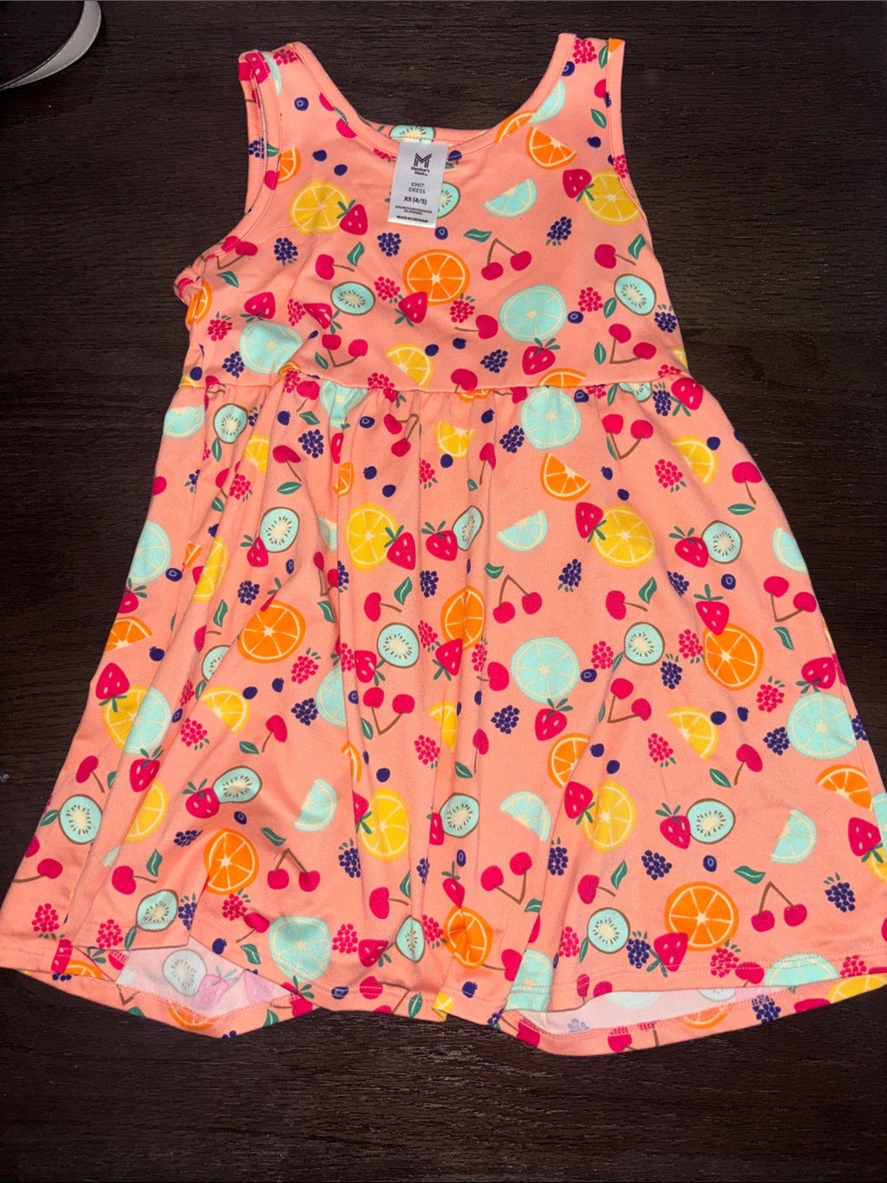 Girls' Peach Fruit-Print Tank Dress - Cute Summer Dress